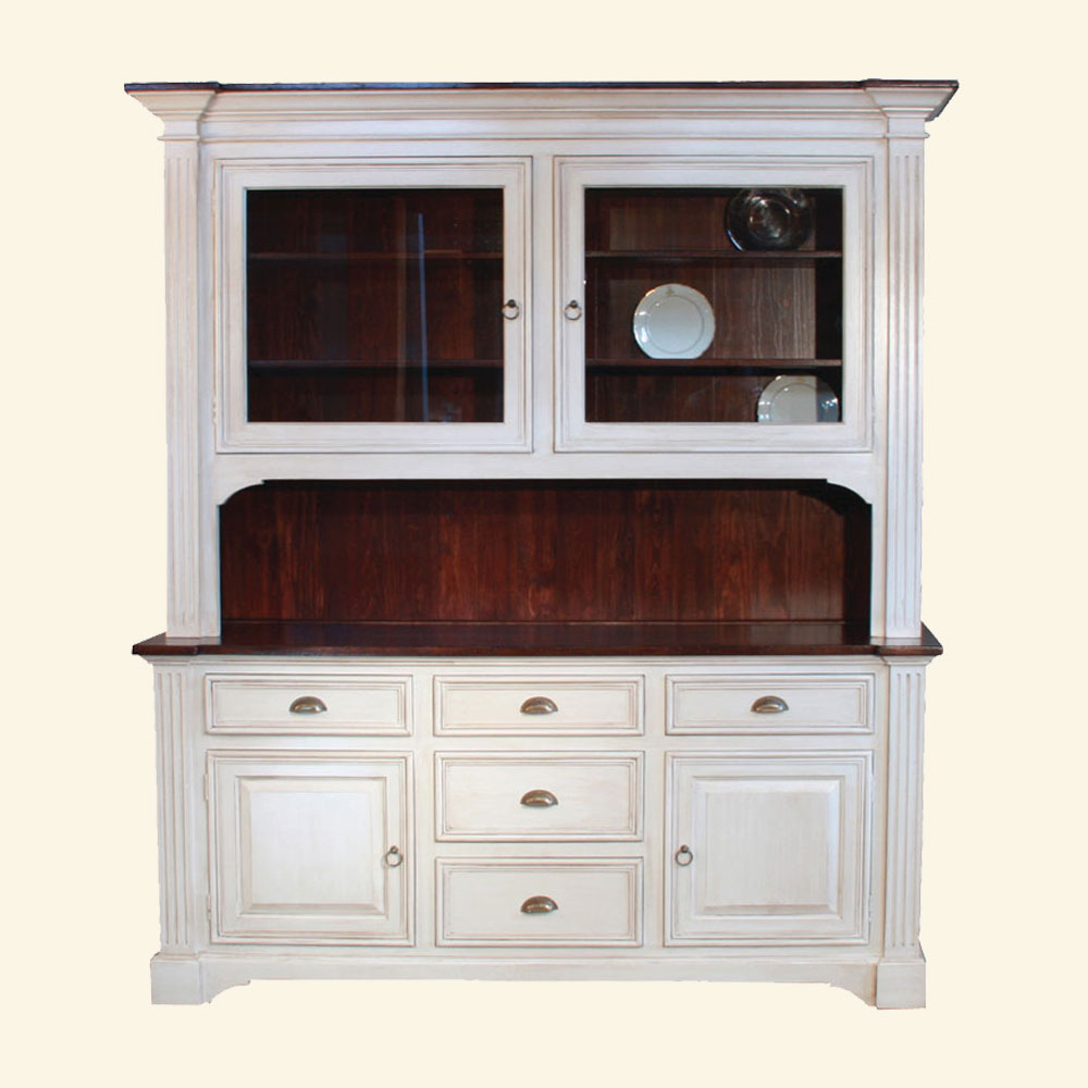 French Provincial Hutch painted Sturbridge with glaze