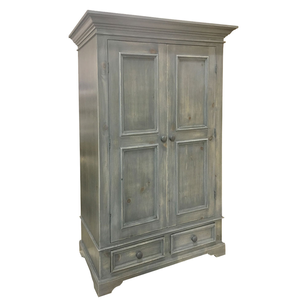 French Country Garde-robe Armoire, Gray