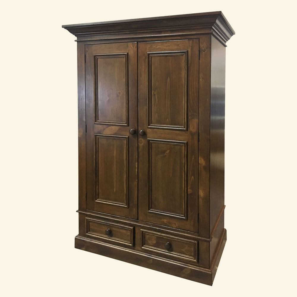 French Country Garde-robe Armoire, stained Espresso