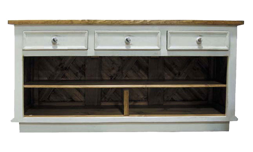 French Country Kitchen Island Horizontal Drawers, White