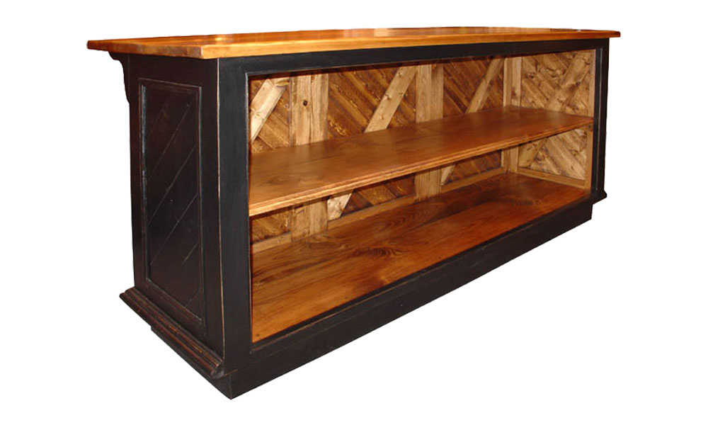 French Country Kitchen Island Open Shelf, Back View