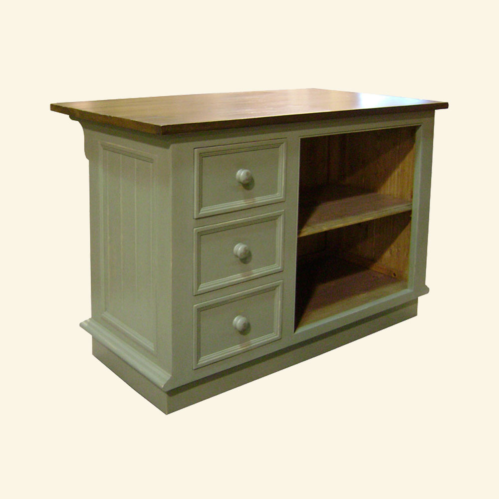 Kitchen Island with Three Vertical Drawers