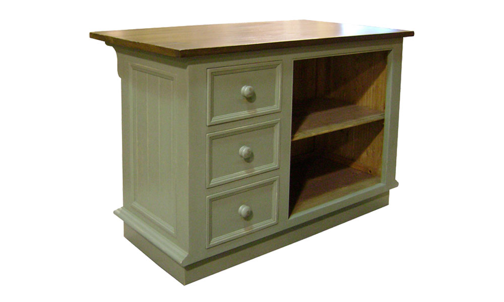 Kitchen Island with Three Vertical Drawers