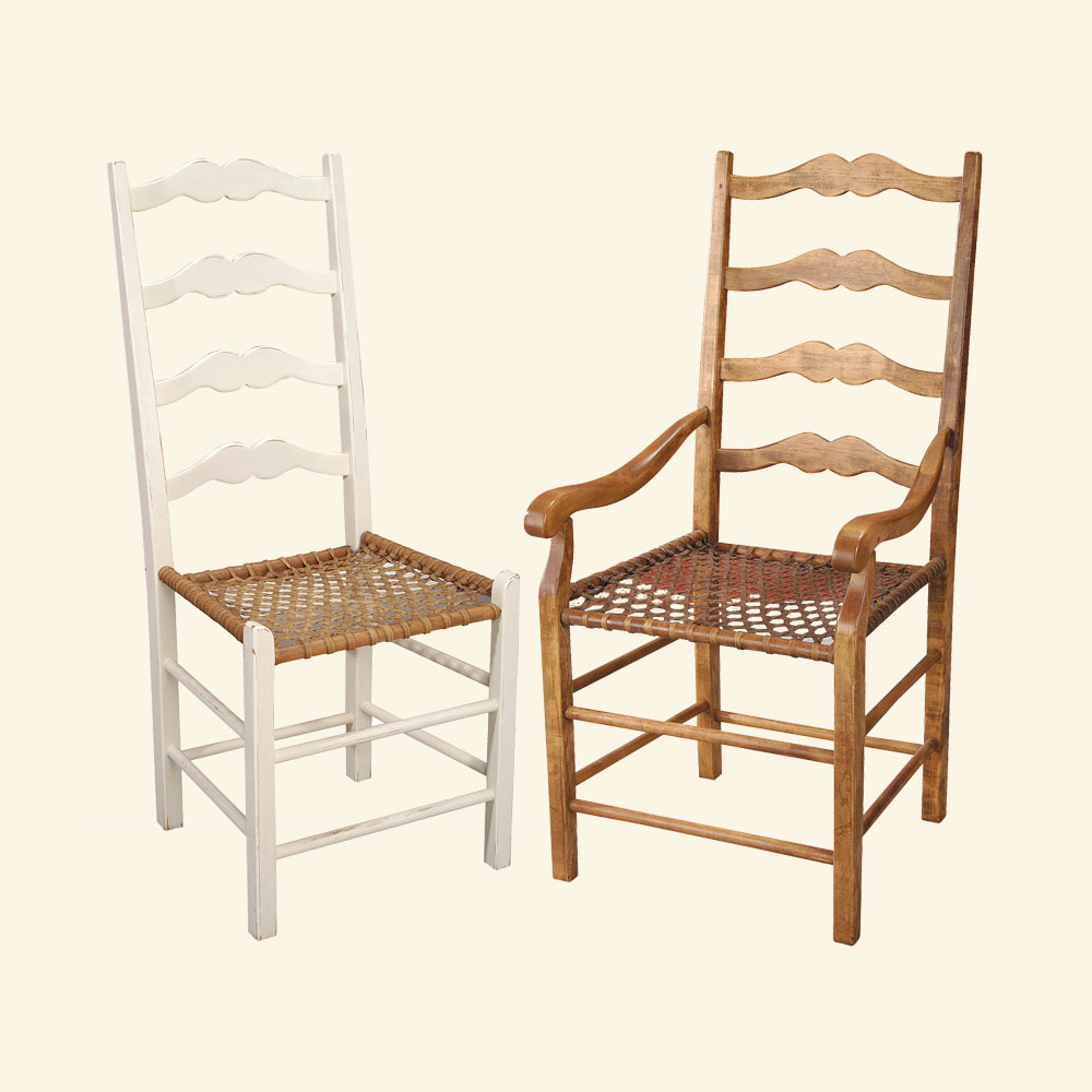French Country Ladderback Side Chair and Arm Chair