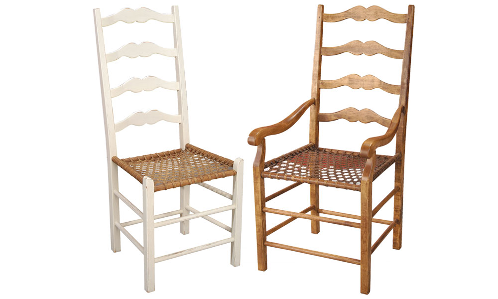 French Country Ladderback Side Chair and Arm Chair