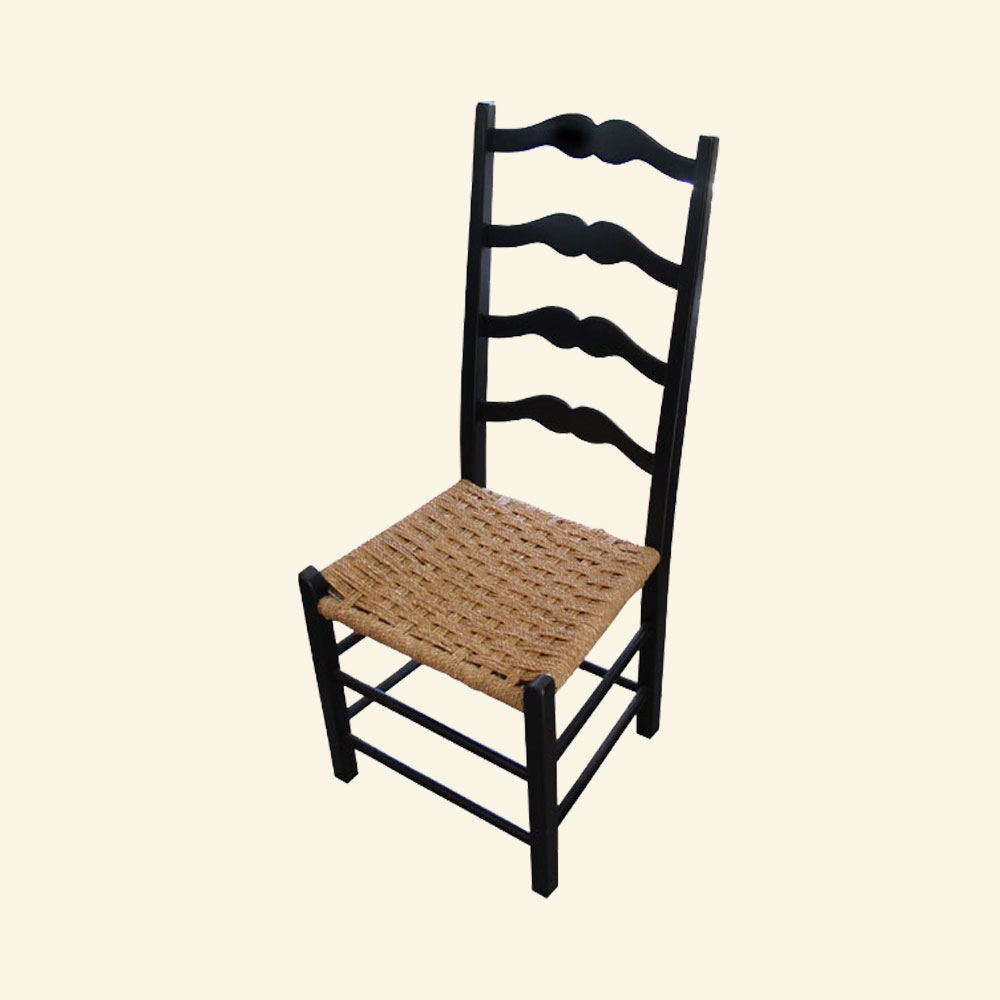 French Country Ladderback Side Chair, painted Black