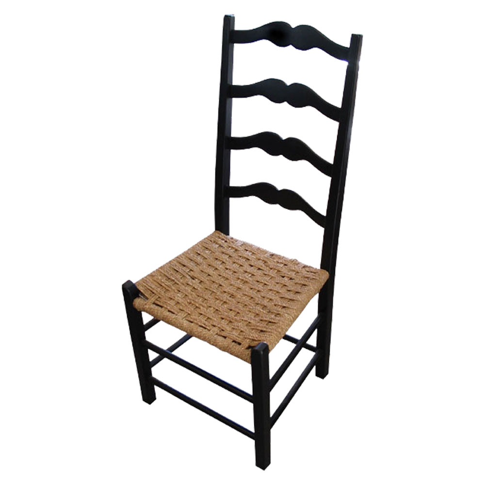 French Country Ladderback Side Chair, painted Black