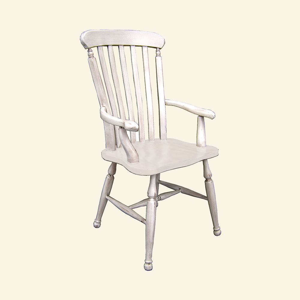 Farmhouse Lath Back Arm Chair, White paint