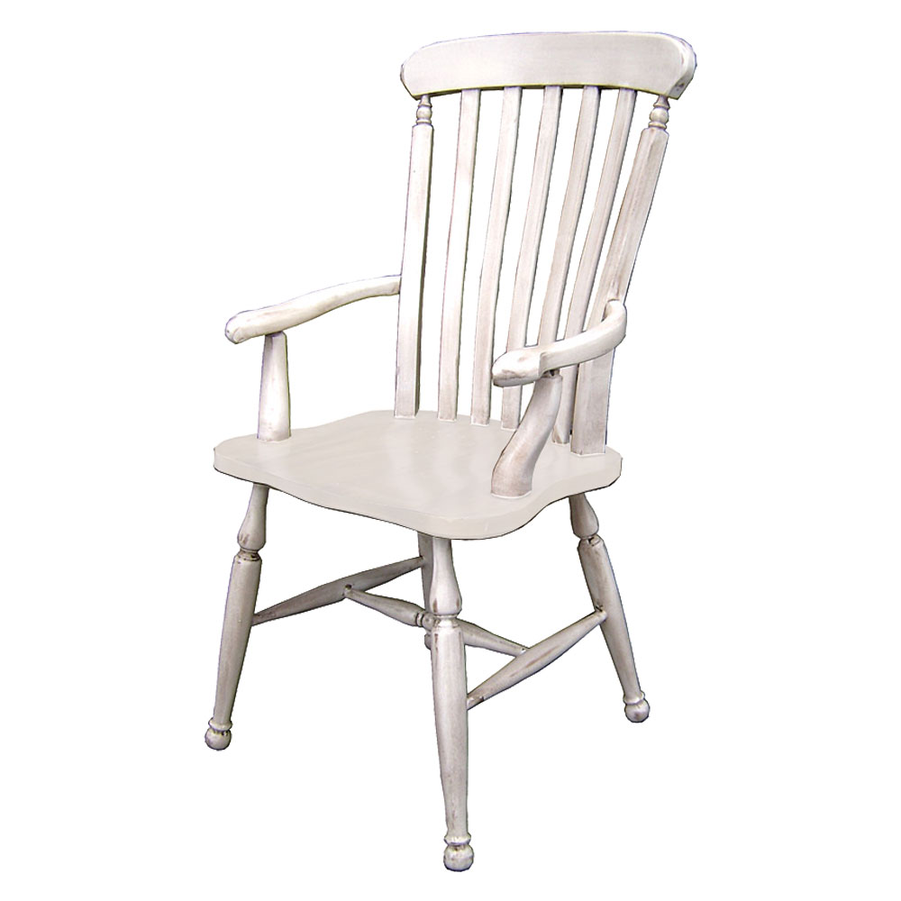 Farmhouse Lath Back Arm Chair, White paint