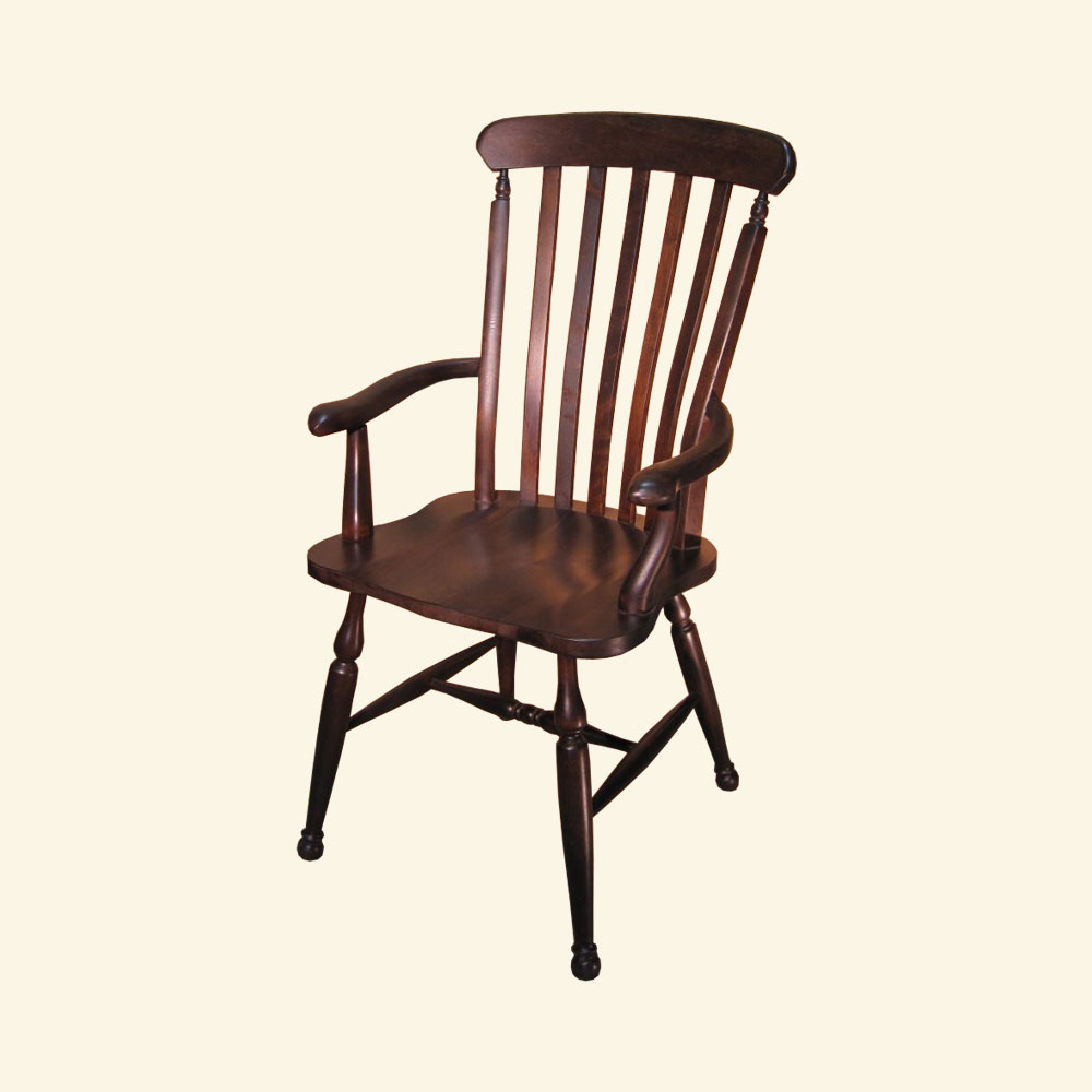 Farmhouse Lath Back Arm Chair, Black Cherry stain