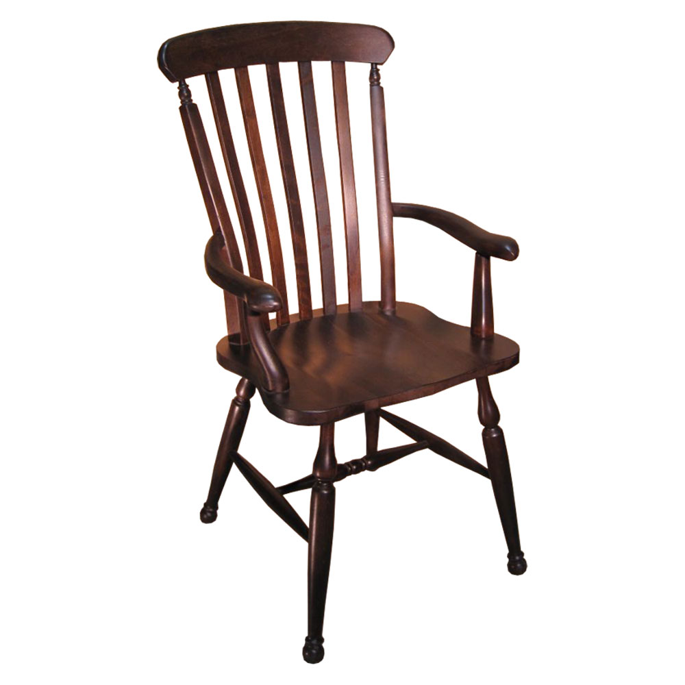 Farmhouse Lath Back Arm Chair, Black Cherry stain