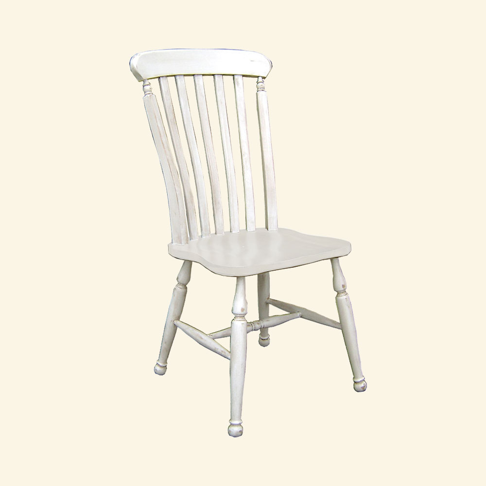Farmhouse Lath Back Side Chair, White paint