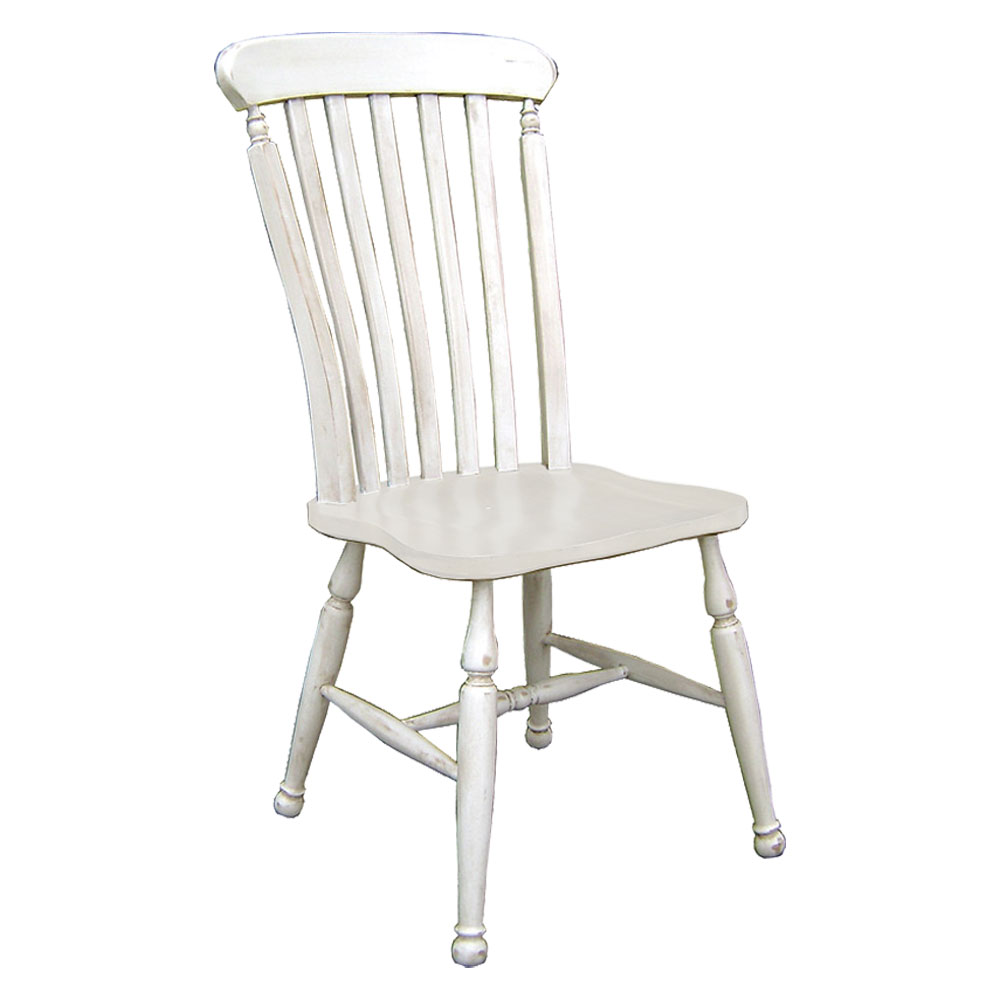 Farmhouse Lath Back Side Chair, White paint