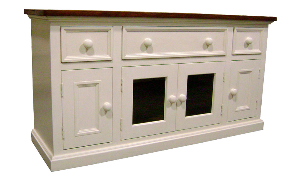 French Country Media Console painted Champlain White