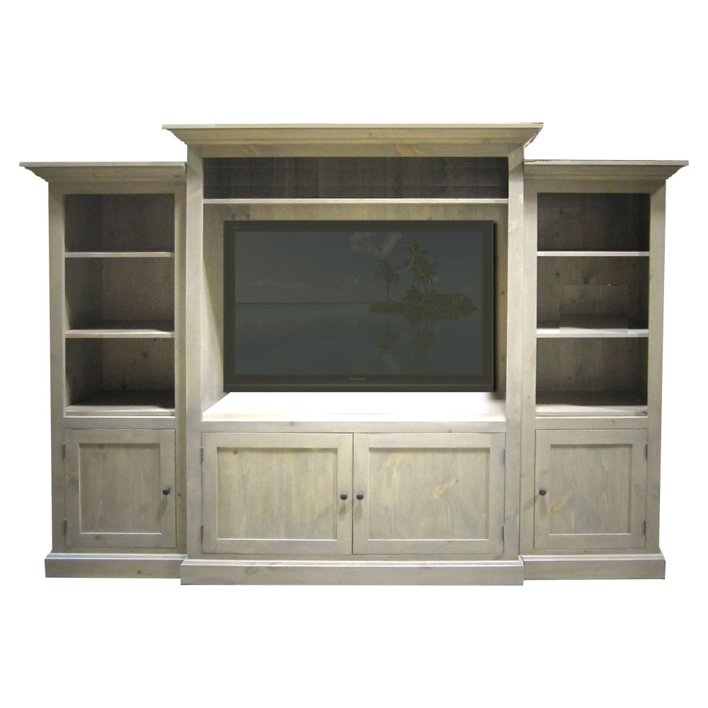 Open Shelf TV Media Center, stained Gray