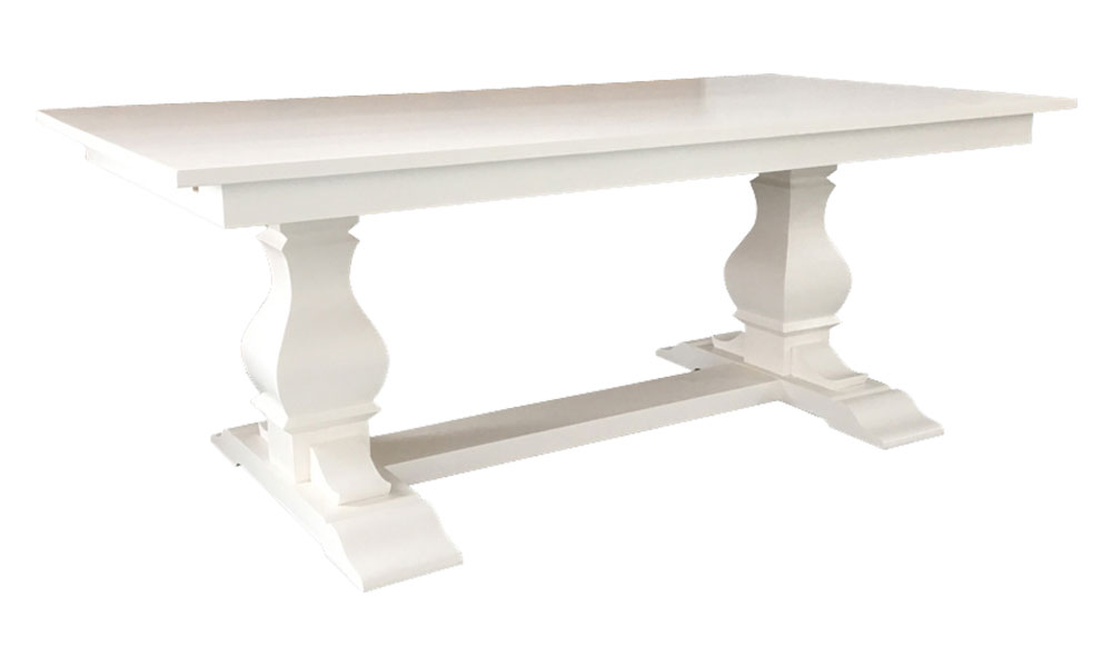 French Country Provincial Trestle Table in White milk paint