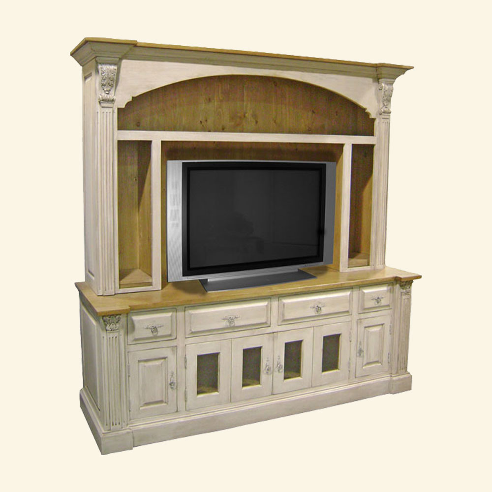 French Provincial TV Armoire Open Shelves