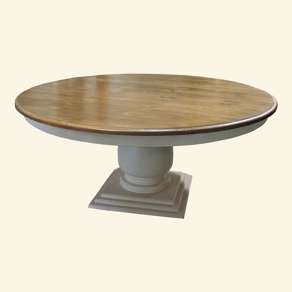 72 inch Round Pedestal Dining Table Painted White