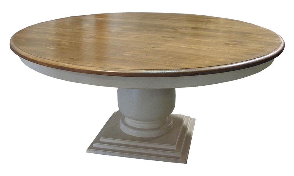 72 inch Round Pedestal Dining Table Painted White