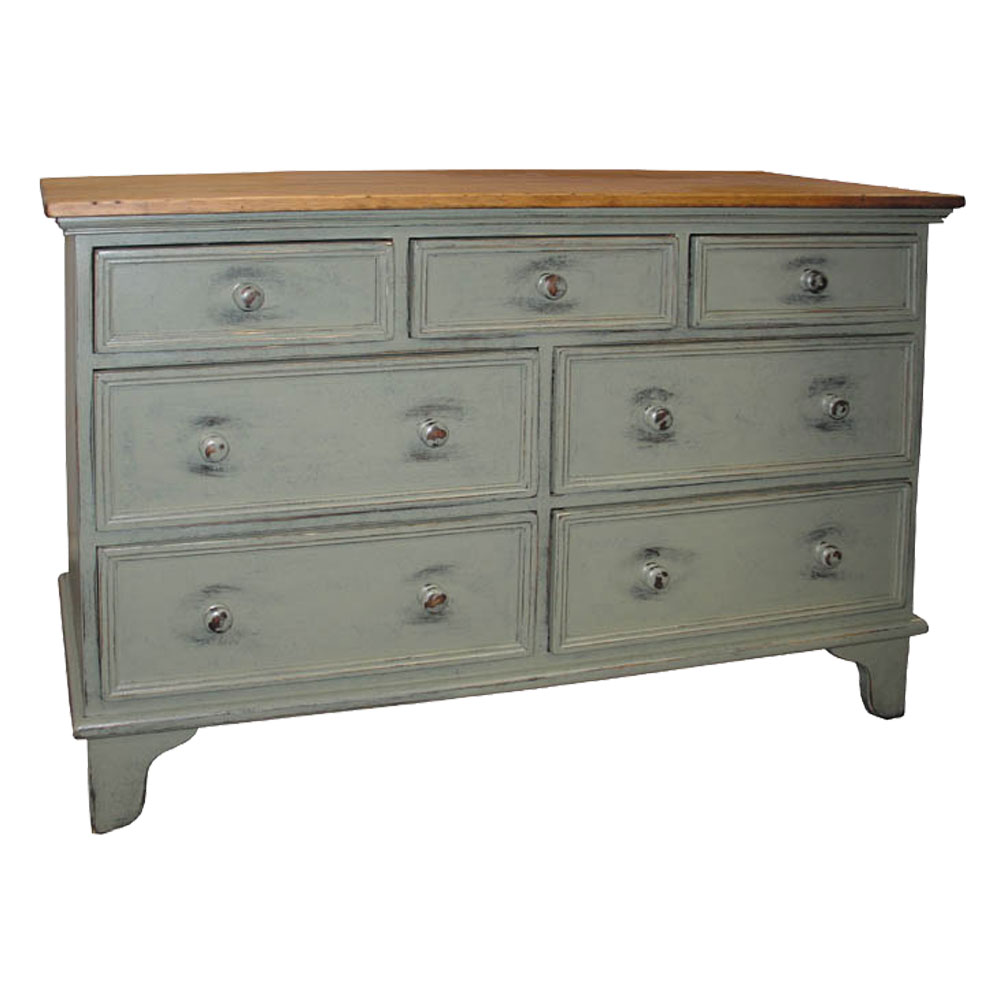 French Country Seven Drawer Dresser, painted Sage