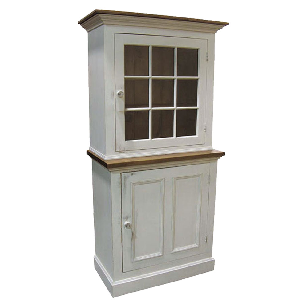 French Country Single Glass Door Cupboard painted white