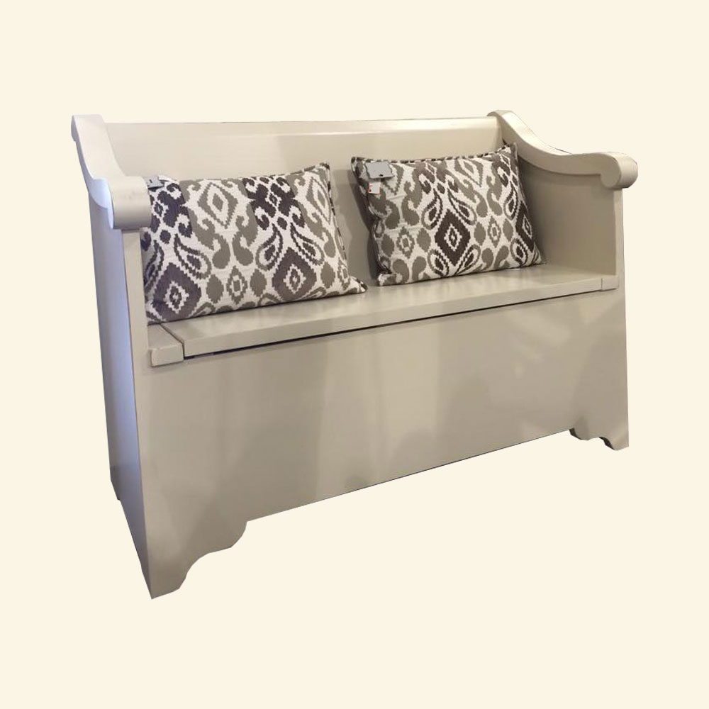 French Country Sleigh Bench, White