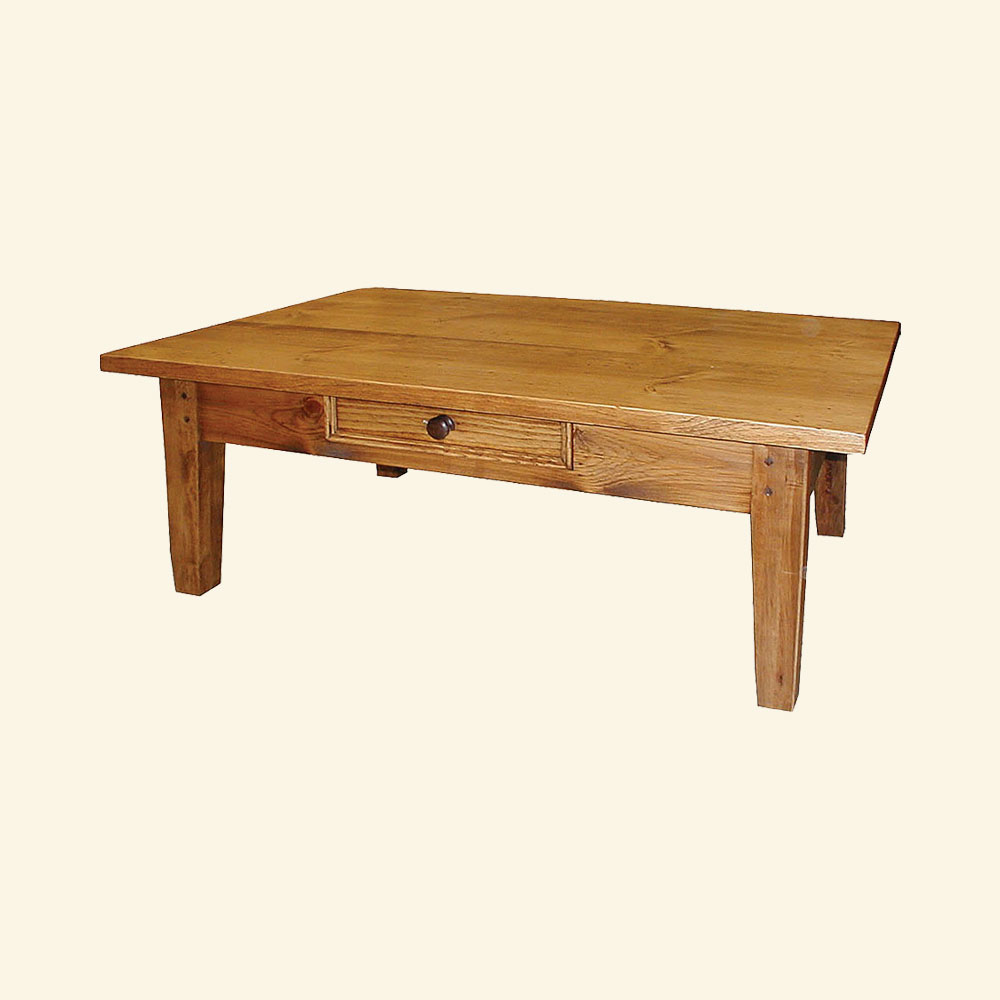 French Country Square Leg Coffee Table natural stain