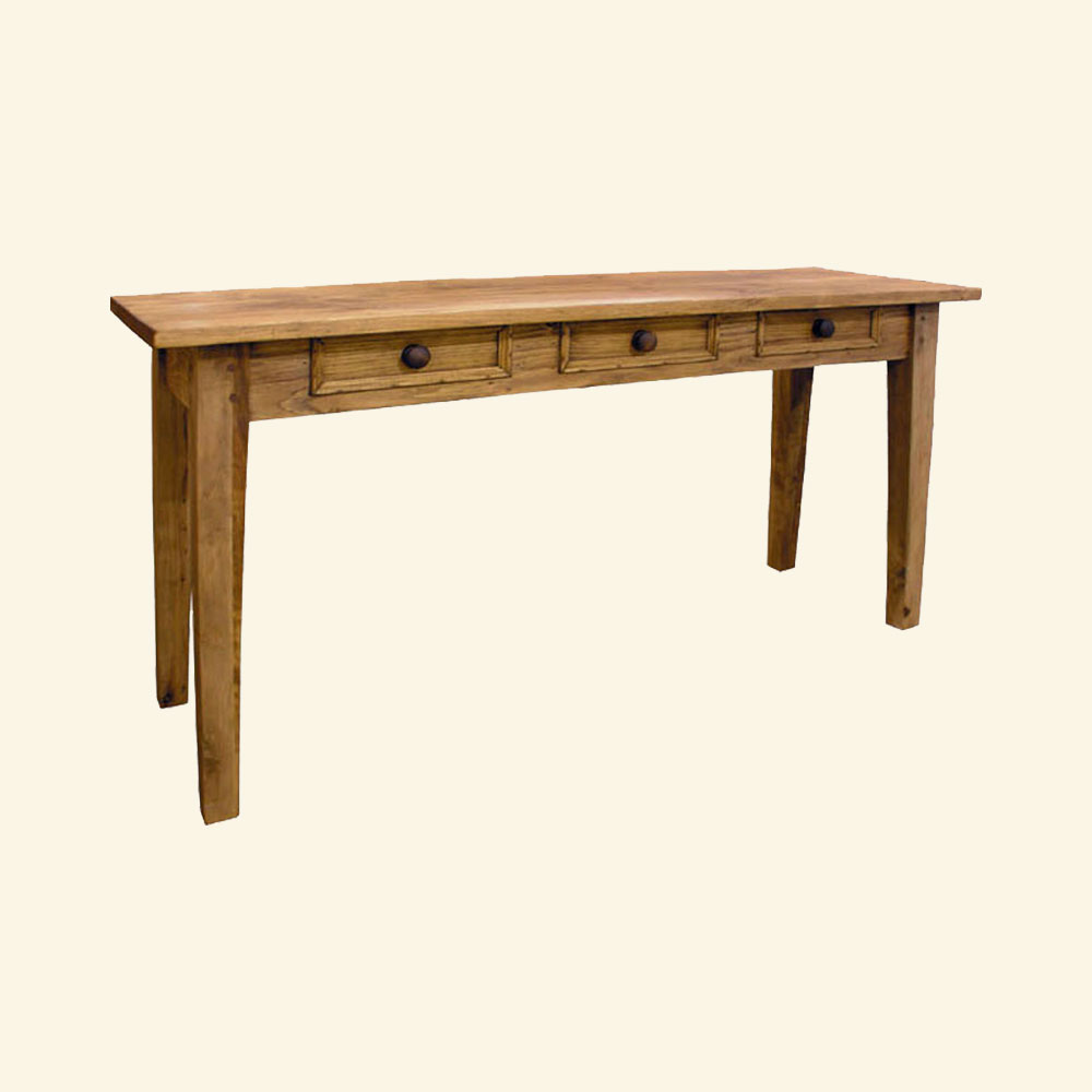 French Country Square Leg Console Table, stained