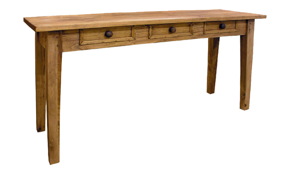 French Country Square Leg Console Table, stained