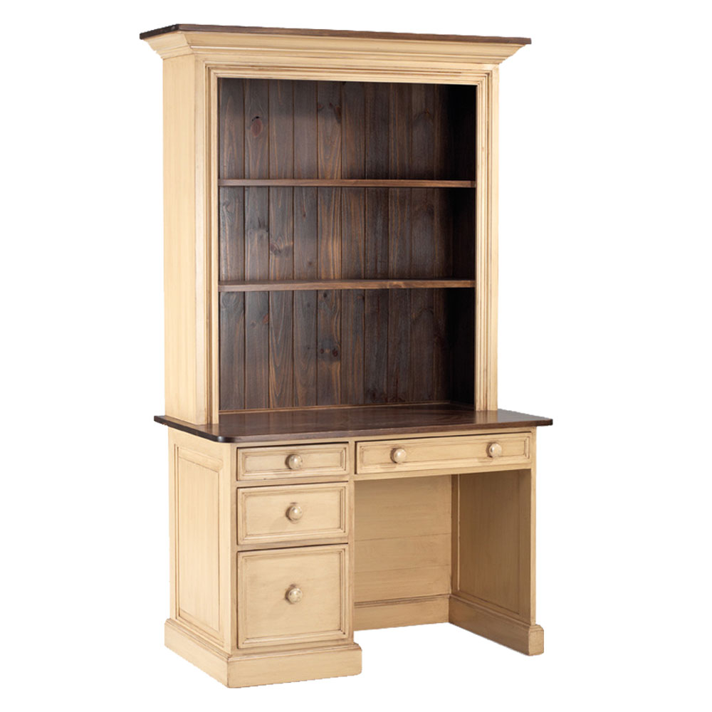 French Country Student Desk with Open Hutch