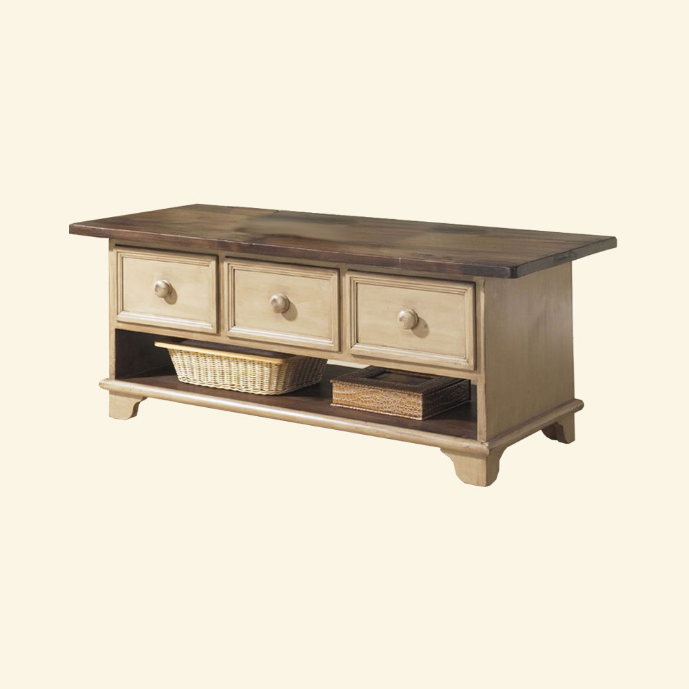 French Country Three Drawer Coffee Table