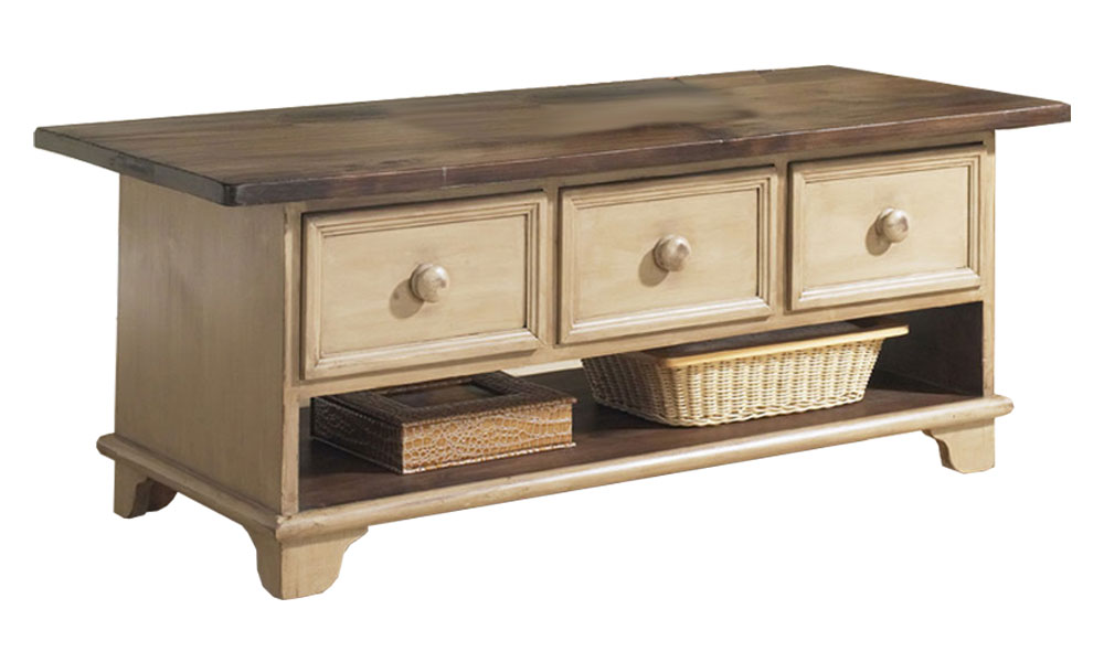 French Country Three Drawer Coffee Table