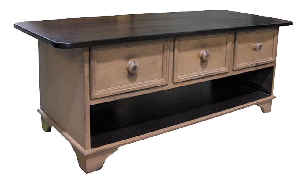 French Country Three Drawer Coffee Table