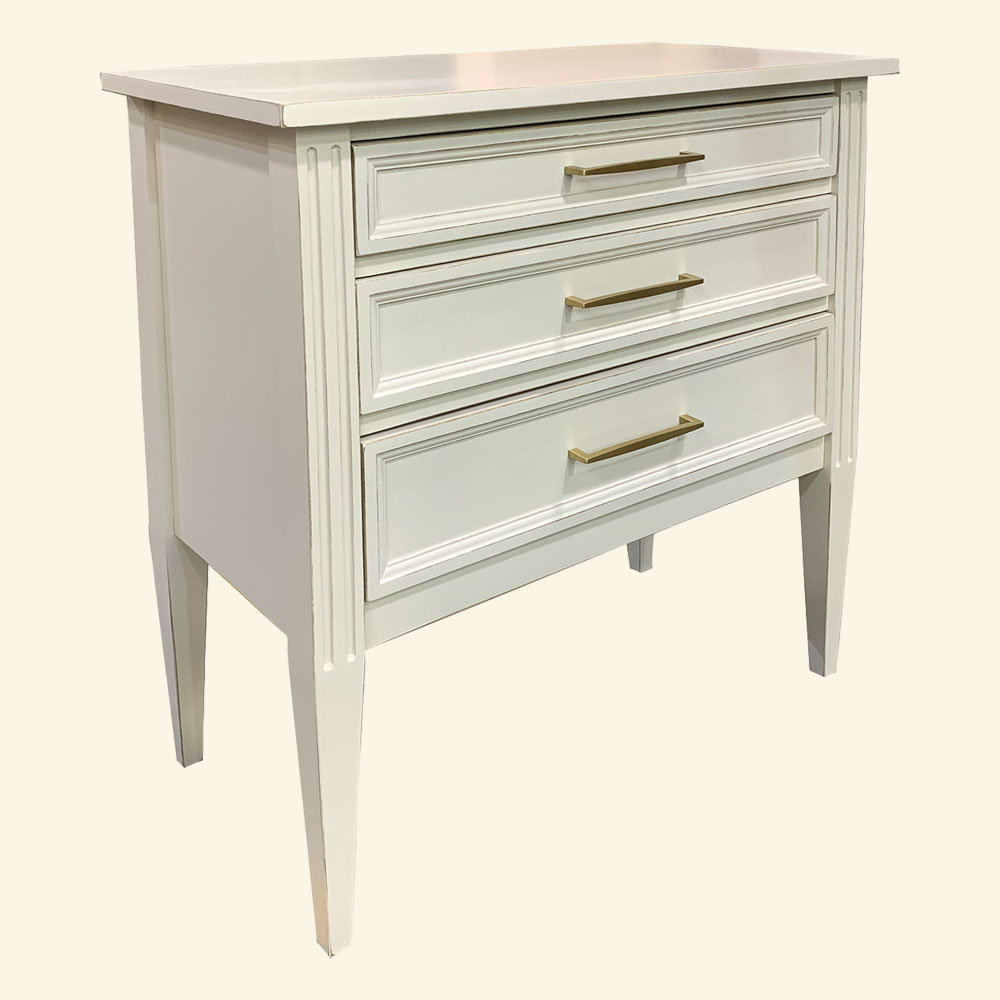 French Country Three Drawer Nightstand