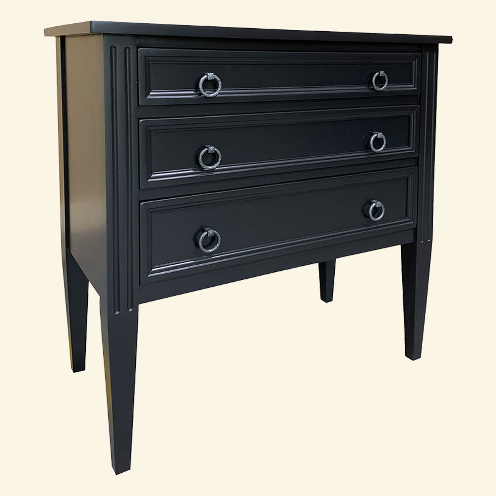 French Country Three Drawer Nightstand, painted