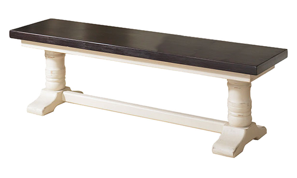 French Country Trestle Bench, White