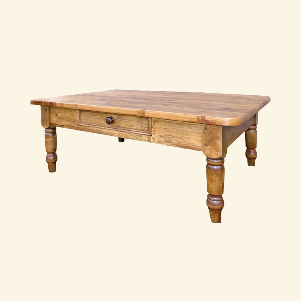 French Country Turned Leg Coffee Table, stained