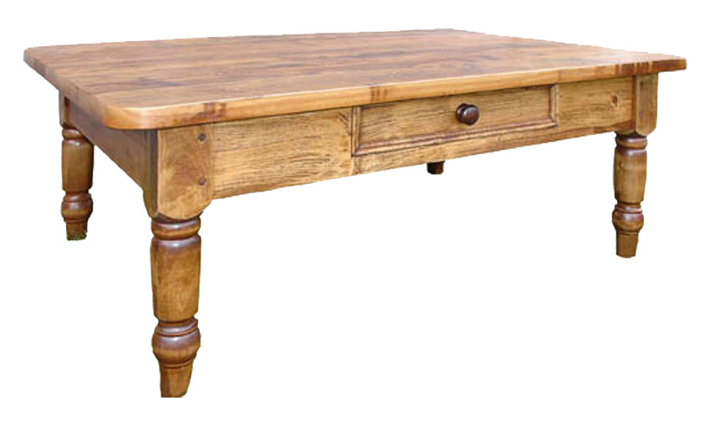 French Country Turned Leg Coffee Table, stained