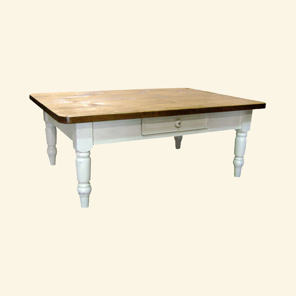 French Country Turned Leg Coffee Table, painted