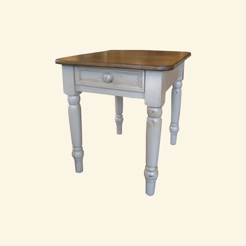 French Country Turned Leg End Table, Millstone