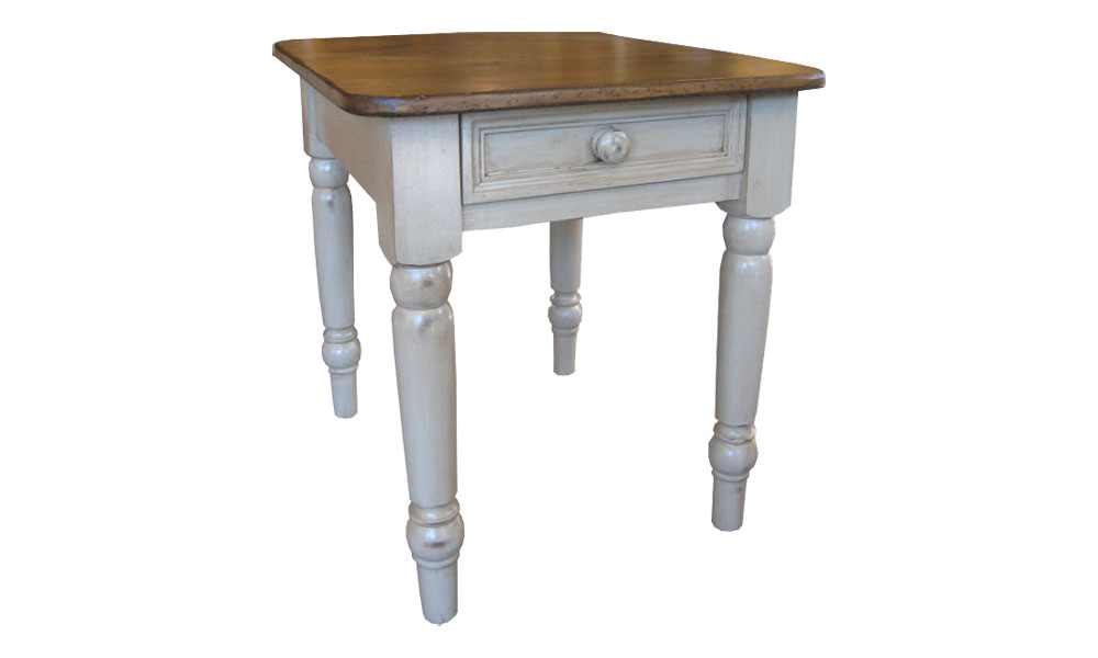 French Country Turned Leg End Table, Millstone