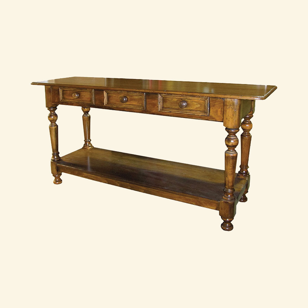 French Country Turned Leg Sofa Table, stained
