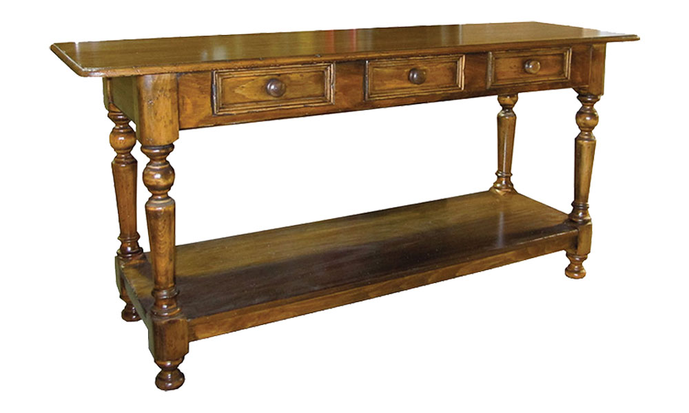 French Country Turned Leg Sofa Table, stained