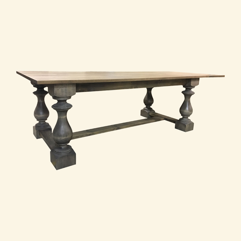 French Country Turned Leg Trestle Dining Table