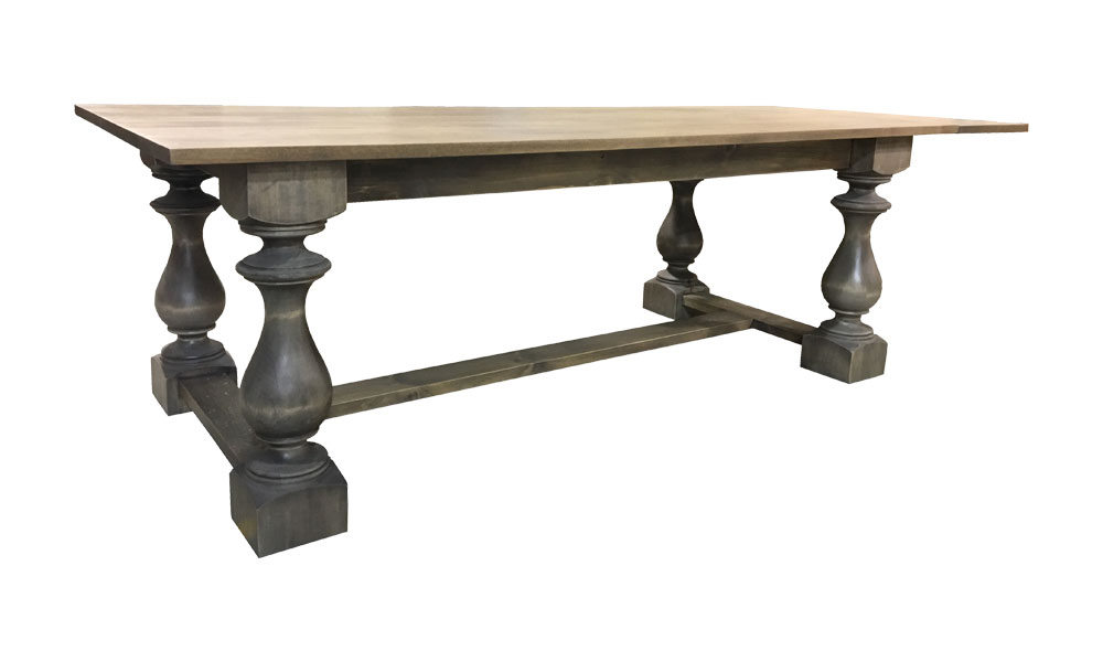 French Country Turned Leg Trestle Dining Table