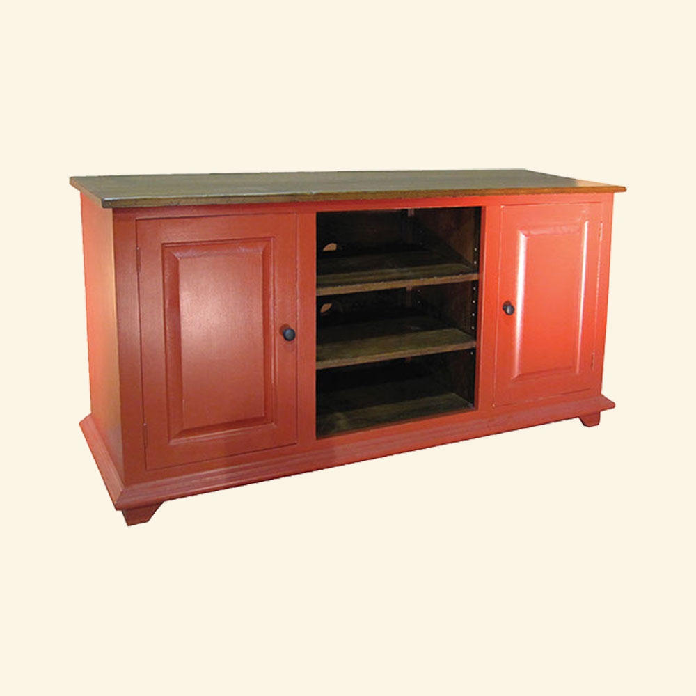French Country TV Stand with Doors, Red