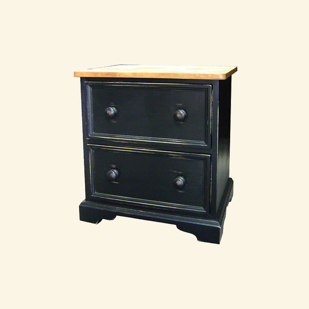 French Country Two Drawer End Table, Black
