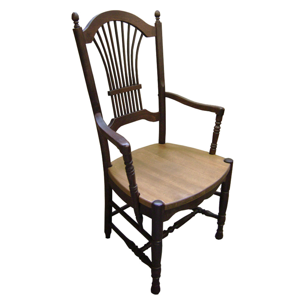 French Country Wheat Back Chair, Walnut stain