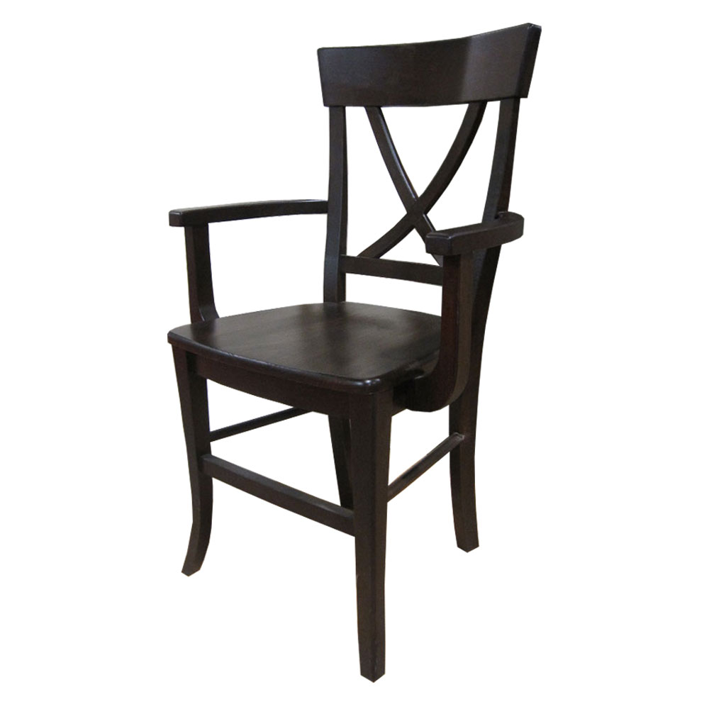 French Country X Back Arm Chair, Black paint