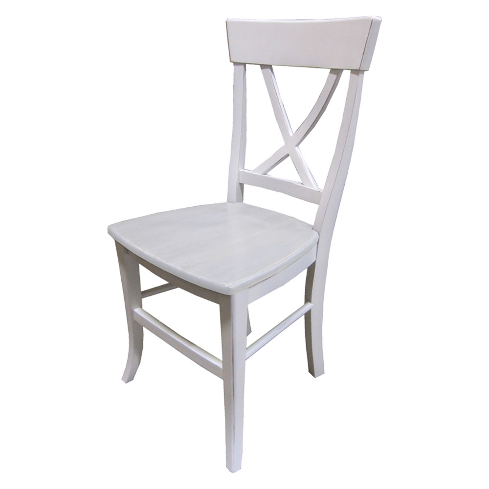 French Country X Back Side Chair, Sturbridge White paint